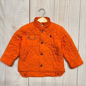 Polo Ralph Lauren Boys Toddler  3/3T Quilted Bomber Barn Zipper Jacket Orange